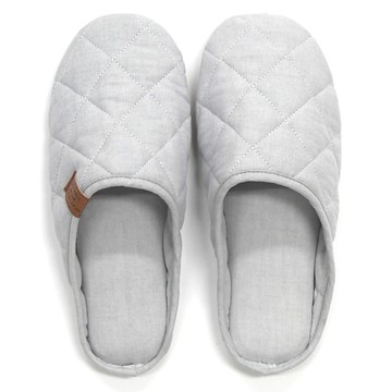 Bo Well 女款復古棉質絎縫室內拖鞋 灰色  265mm  1雙