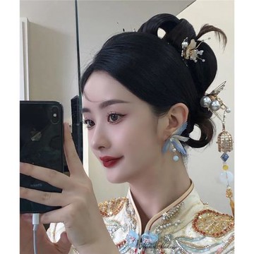 原創設計小眾新品新年新中式藍色仙女復古手工制作不規則耳環耳飾