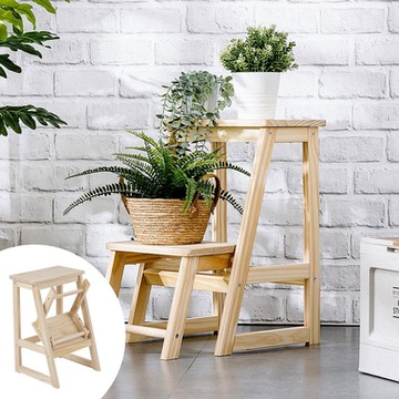 樂嫚妮 實木多用途換鞋凳/二階樓梯椅