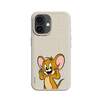 iPhone 16 SolidX 貝殼灰 - 湯姆貓與傑利鼠 Tom and Jerry - 傑利鼠愛心