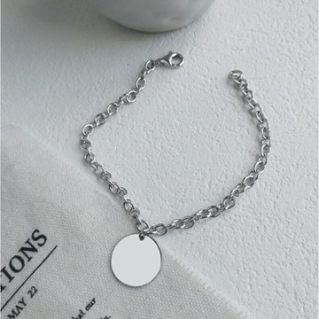 S925銀手鍊男圓片個性鍊條手繩手環男性流行飾品【聚物優品】