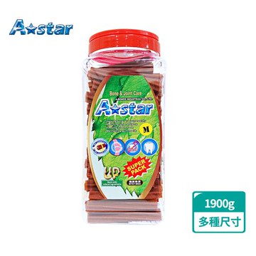 A Star 空心六星棒保健骨骼超大桶裝1900G(狗零食、狗潔牙、耐咬、寵物潔牙、寵物零食)