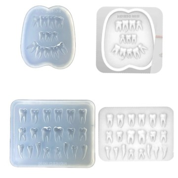 DIY 手工 牙齒 配件 模具 樹脂 uv水晶 滴膠 鑰匙扣 迷你 掛件 硅膠 模具 水晶滴膠模具 翻糖模具 黏土工具