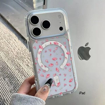 ✨磁吸手機殼✨滿屏玫瑰小花適用蘋果17promax手機殼iPhone16/15磁吸14/13簡約透