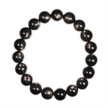 【正佳珠寶】金運石 貓眼黑銀線 9.8-10.3mm 金運石手珠