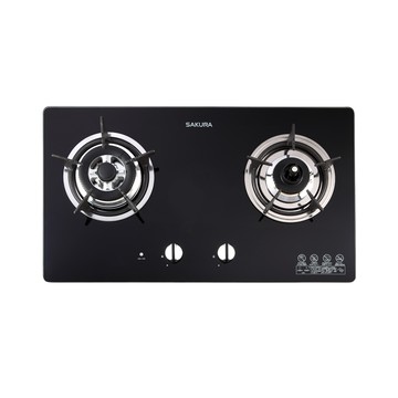 櫻花 防空燒雙口強化玻璃檯面爐 黑玻 桶裝 G2820GBL