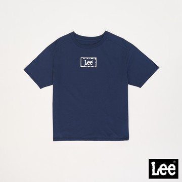 Lee 長框小LOGO寬鬆版短T Oversize 女 Modern LL220237 深藍562 淺棕97W