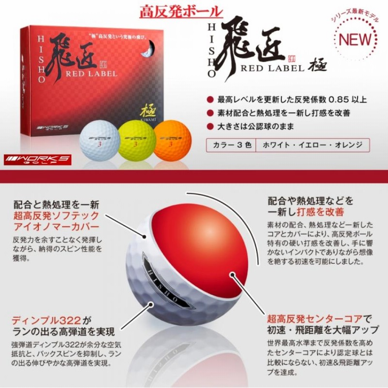 即納送料無料! 世界一飛ぶ高反発 ワークスゴルフ ニュー飛匠レッド