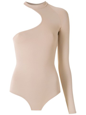 Amir Slama - asymmetric long sleeve bodysuit - women - Polyamide/Elastane - G - Neutrals