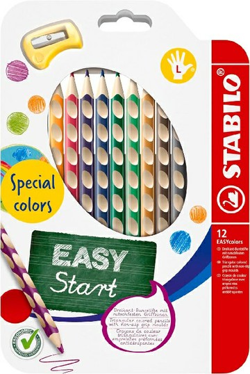 STABILO EASYcolors 左手專用的力學設計色鉛筆(12色)*331/12【領券滿額再折千5/31止】