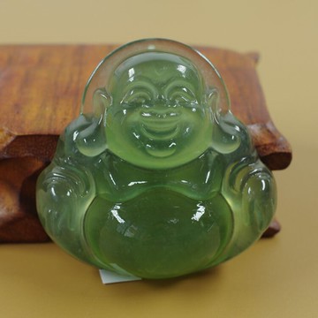 天然正品岫玉吊墜玉佛保平安掛件冰種A貨冰料岫巖玉掛墜男女款