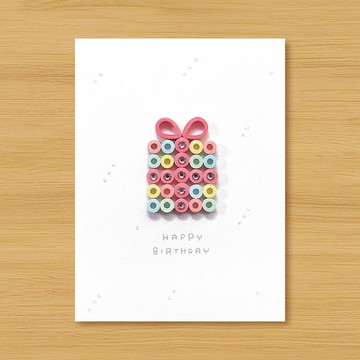 ( 6款供選擇 ) 手工捲紙卡片 _ 心意滿滿小禮盒生日卡