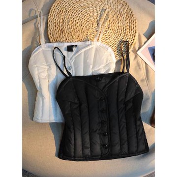 羽絨背心馬甲女內搭貼身保暖秋冬輕薄內膽短款洋氣白鴨絨吊帶上衣