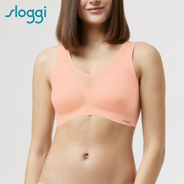 sloggi ZERO FEEL AIR零感空氣系列蕾絲低V領背心式無鋼圈內衣 甜蜜杏仁｜88-347 4M