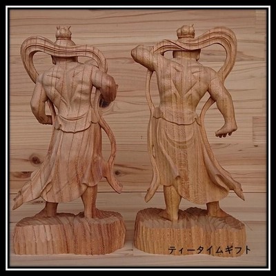 金剛力士像 仁王像一対背丈約21cm ケヤキ材 阿吽の呼吸
