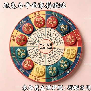 臺灣出貨✈️【可開發票】【十二生肖轉運輪】亞克力磁吸式冰箱貼國潮旺財開運居家裝飾禮物