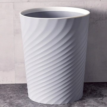 Life+ 北歐ins風 創意時尚波紋壓圈無蓋垃圾桶 10L  22.5 x 28.5 x 18.5cm  質感灰