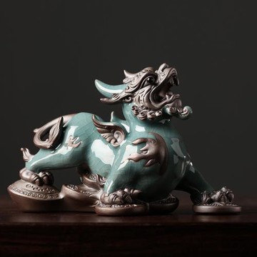 陶瓷招財貔貅一對擺件精品可養創意茶寵茶盤茶道茶具配件茶桌裝飾