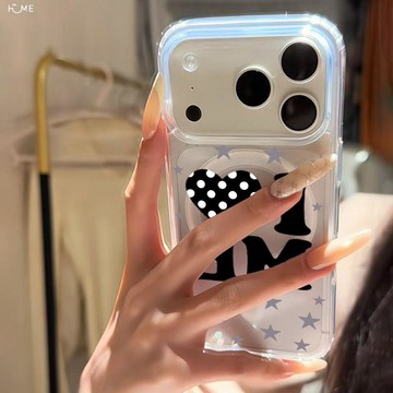 INS星星波點愛心me適用蘋果17Pro手機殼iPhone14Plus磁吸16/15p潮