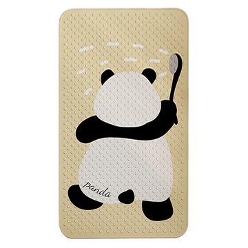 Mega 浴室可愛動物吸盤淋浴防滑墊  奶茶色 + 熊貓  70 x 40cm  1入
