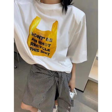 【火爆熱銷】台灣出貨 休閒寬鬆純棉短袖T恤女夏季圓領印花上衣ootd穿搭寬鬆大碼T恤 復古印花上衣