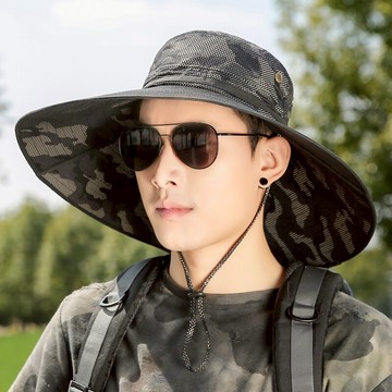 戶外釣魚帽夏天太陽帽青年漁夫帽大檐防曬帽遮陽帽子男防紫外線帽