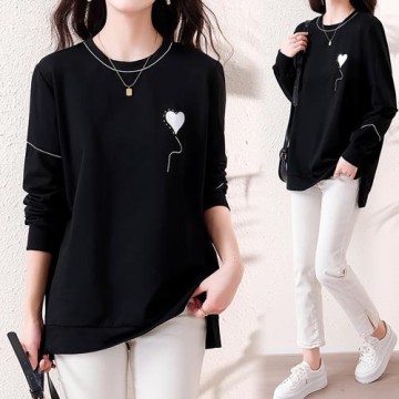 麗質達人 - 8882黑色中長版上衣