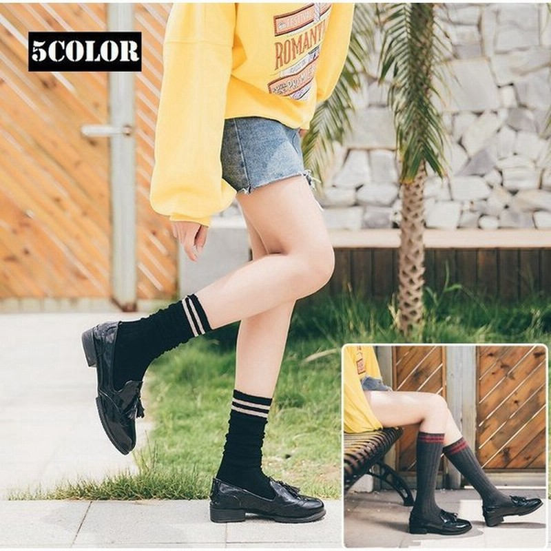 ソックス レディース ハイソックス ライン 靴下 リブ編み 女性 婦人 おしゃれ ロング 可愛い かわいい カジュアルデザイン カジュアルソックス 通販 Lineポイント最大get Lineショッピング