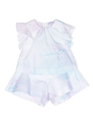 Emporio Armani Kids - watercolour-effect cotton shorts - kids - Cotton/Viscose/Polyester - 9 mth - Blue