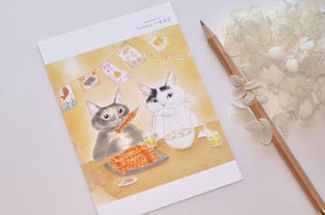 貓咪插畫明信片_玳瑁拿鐵