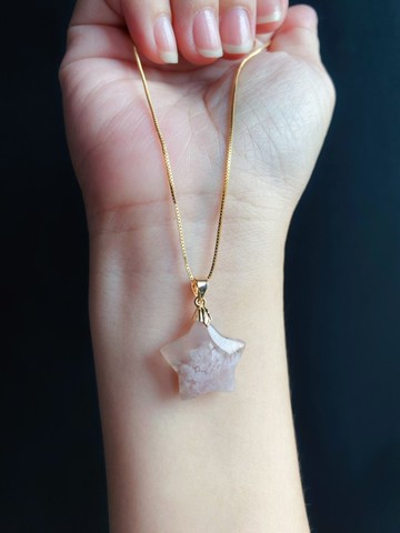 星願 輕透粉花 水中花 櫻花瑪瑙 項鍊  禮物 天然石 獨一無二