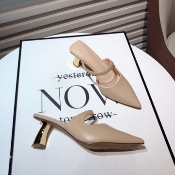 高跟半拖鞋新款外穿時尚韓版仙女百搭細跟尖頭懶人涼拖鞋穆勒拖鞋