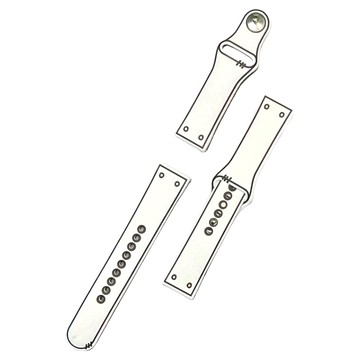 Apollo Life 阿波羅 黑白塗鴉描邊矽膠  通用型22mm錶帶  白色  1條