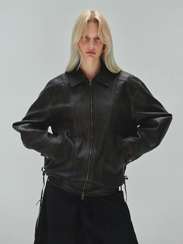 WASHED LEATHER BLOUSON (brown)