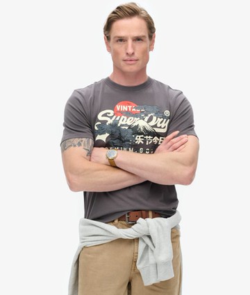 Superdry Men's Men's Tokyo Graphic T-shirt Dark Grey - Size: M