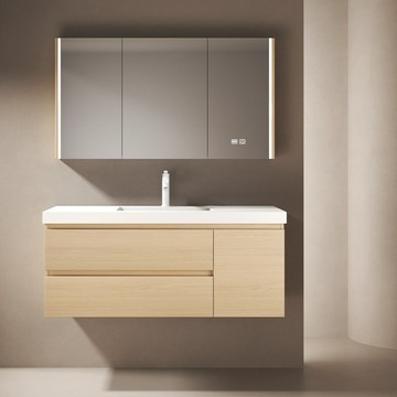 【含稅/免運】 SNUU巖板浴室柜陶瓷一體洗手臉盆組合原木奶油風衛生間洗漱臺