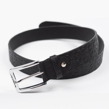 TGFCLUB  原創LOGO滿底壓花頭層皮嘻哈街頭百搭針扣真皮腰帶皮帶