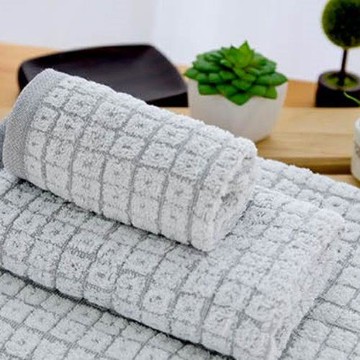 【台灣興隆毛巾】奈米竹炭紗 小格子薄款毛巾 12條毛巾組
