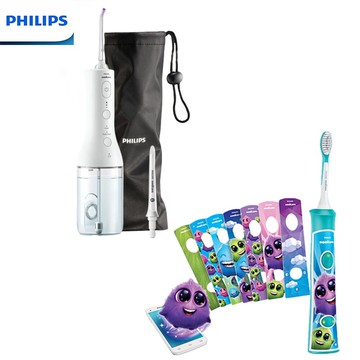 【超值組合+贈原廠沖牙機】PHILIPS 飛利浦兒童音波震動電動牙刷 HX6322/HX-6322