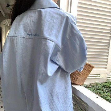 【臺灣出貨】 長袖襯衫女 夏季設計春夏季刺繡百搭襯衫外套白色防曬衫寬鬆法式女新款慵懶上衣 4WH MA