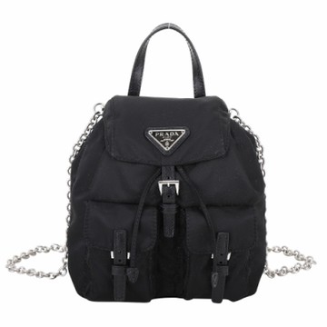 PRADA 普拉達 三角牌黑色尼龍迷你鍊帶斜背包