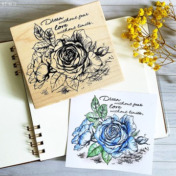 楓木印章-素描玫瑰 KT-4815