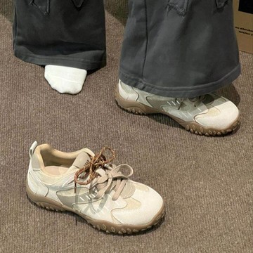 現款免運 休閒鞋 德訓鞋 隱形內增高德訓鞋女復古百搭厚底休閒芭蕾風運動鞋時尚新款阿甘鞋Wf