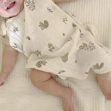 Hoppetta 天絲-漫步森林三層紗防踢背心 嬰童