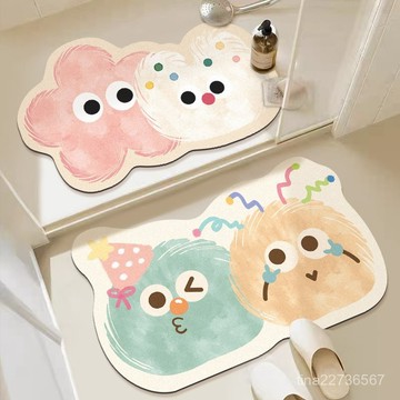新品特惠-卡通浴室吸水地墊趣味衛生間門口硅藻泥防滑腳墊家用厠所速幹地毯 1UBP