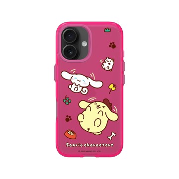 iPhone 16 Clear 粉漾桃 - 三麗鷗-布丁狗＆大耳狗綜合圖 Mix Characters - 開心打滾