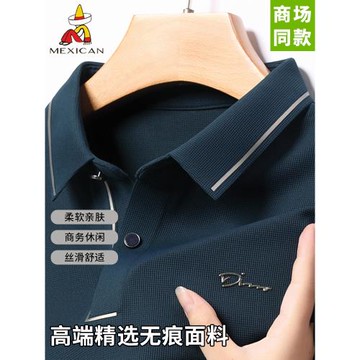 稻草人2025冬季男士加絨長袖polo衫翻領T恤中年襯衫商務打底上衣