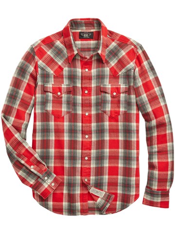 Ralph Lauren RRL - plaid cotton-flannel shirt - men - Cotton - L - Red