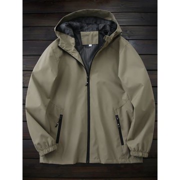 少量！出歐美尾單外貿男裝秋季戶外防風防水大碼連帽夾克外套上衣