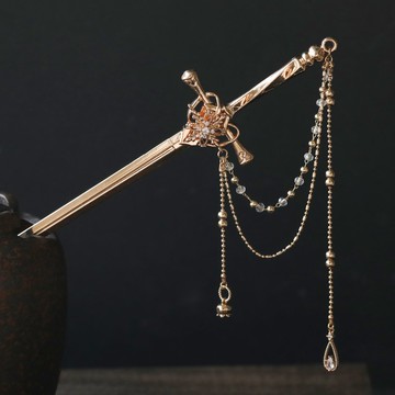 手做劍形流蘇髮簪